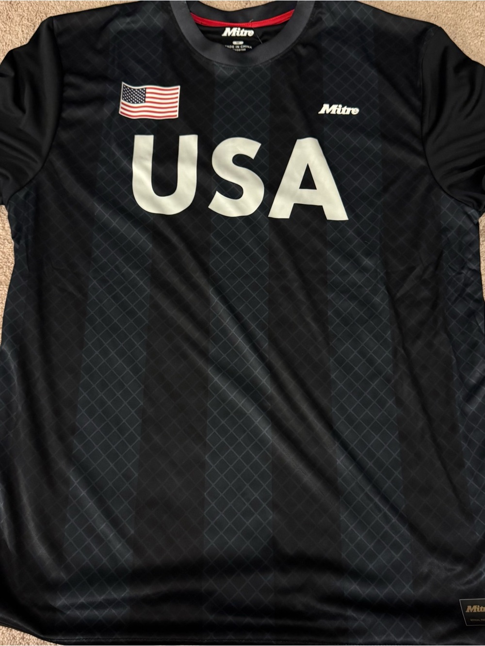 USA Graphic Soccer Jersey by Mitre - Black with White Accents size Medium